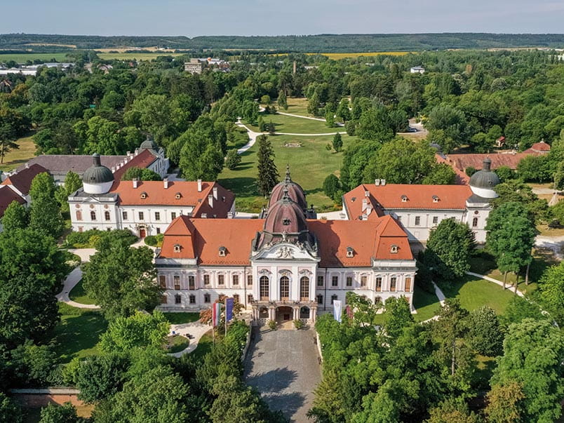 Aerial photo of the Gödöllő Royal Castle in Hungary